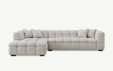 Luxurious Aluxo Tribeca Corner Sofa in Oatmeal Boucle Fabric – Contemporary Chesterfield Design - UK Luxury Furniture